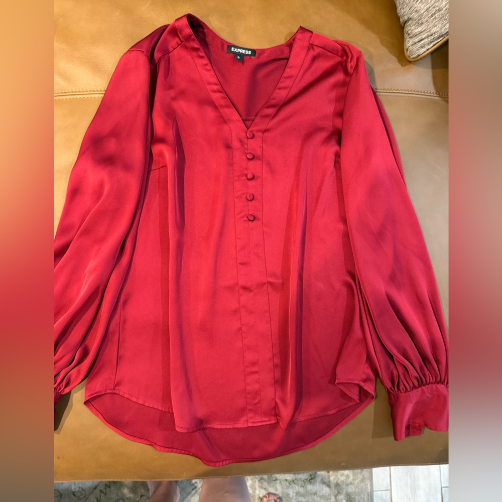 Express Red V-Neck Blouse
